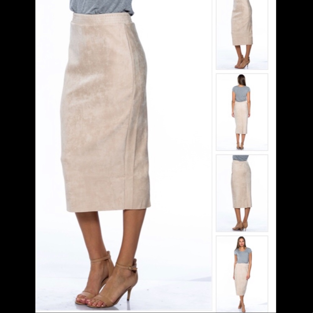 Faux Suede Midi Skirt